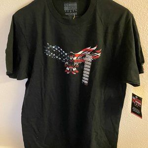 Red White and Blue Eagle on Black T Shirt by US Honor -Medium